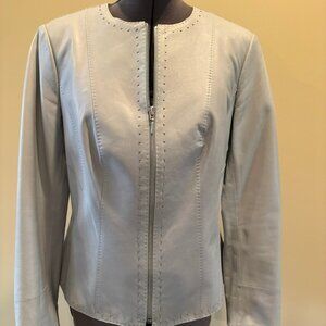 Size 2 Per Se by Carlisle dusty blue leather jacket